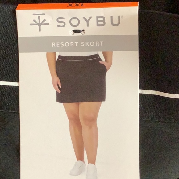 Soybu Size XXL Skort Black Skirt Inner-Shorts Pockets Elastic Waist Stretch. New - Picture 6 of 8